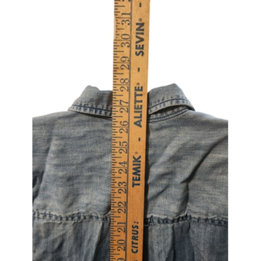 American Eagle Women's Size Small Top Boyfriend Fit Denim Blue - Picture 3 of 5